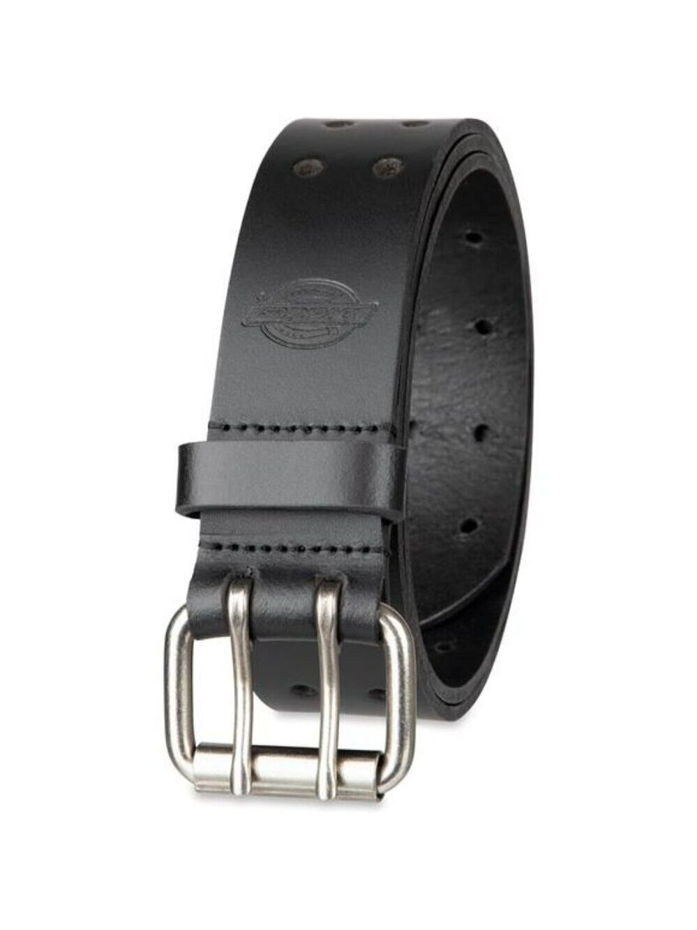 Mens leather belt double prong buckle heavy duty adjustable casual work wear
